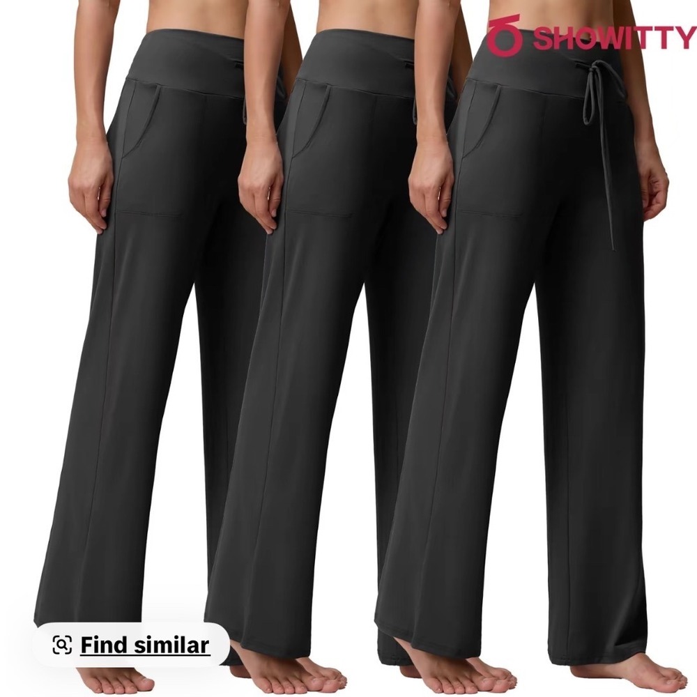 Showitty Set/3 Wide Leg Lounge Pants High Waisted‎ Drawstring Yoga Trousers XL